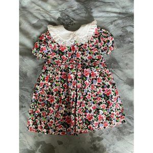 Vintage Baby Dress Floral Big Collar Peter Pan Eyelet